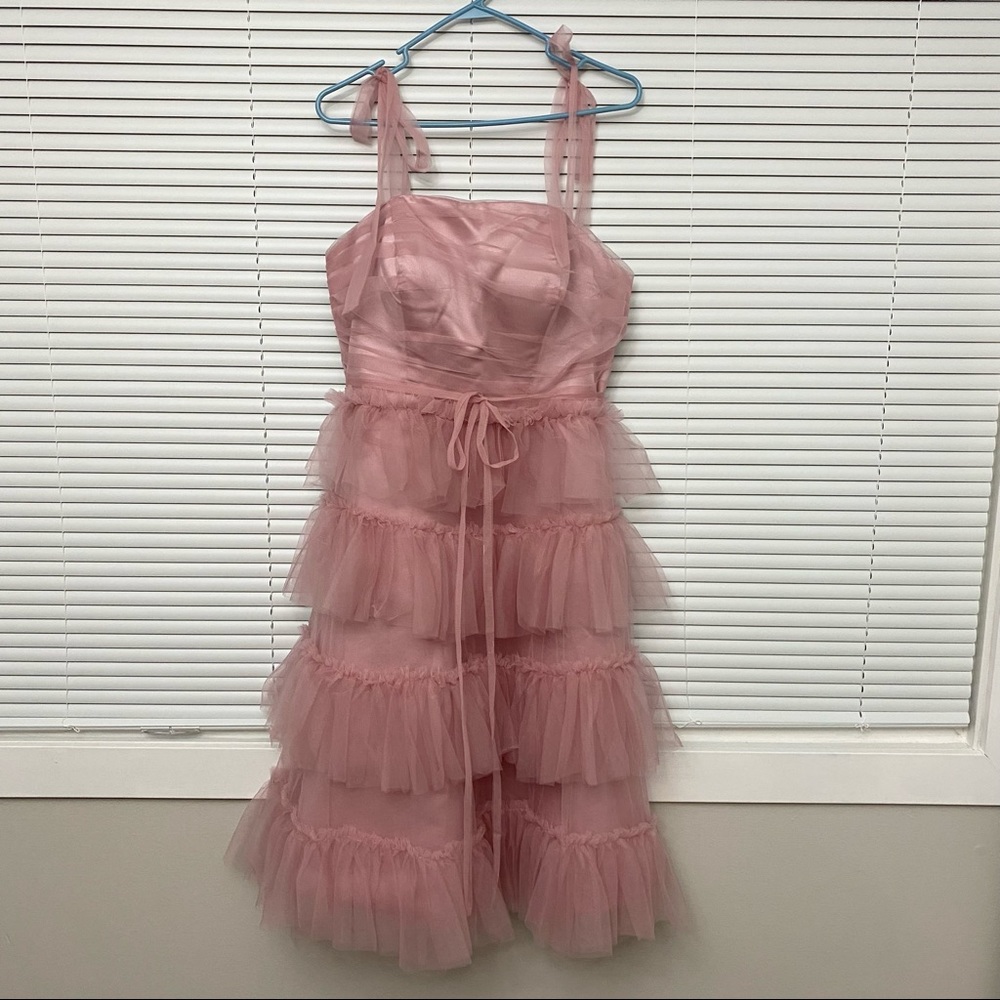 Pink Tulle Tiered Dress